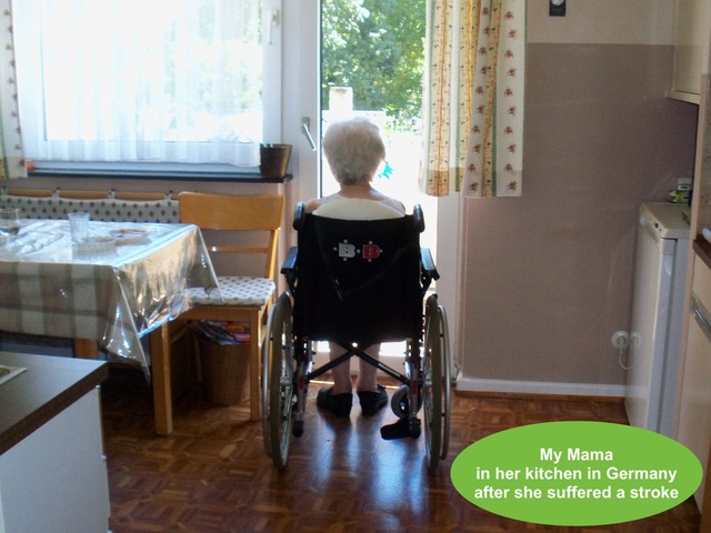 Grandma in wheelchair after stroke