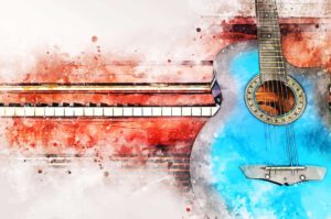 Piano and blue guitar