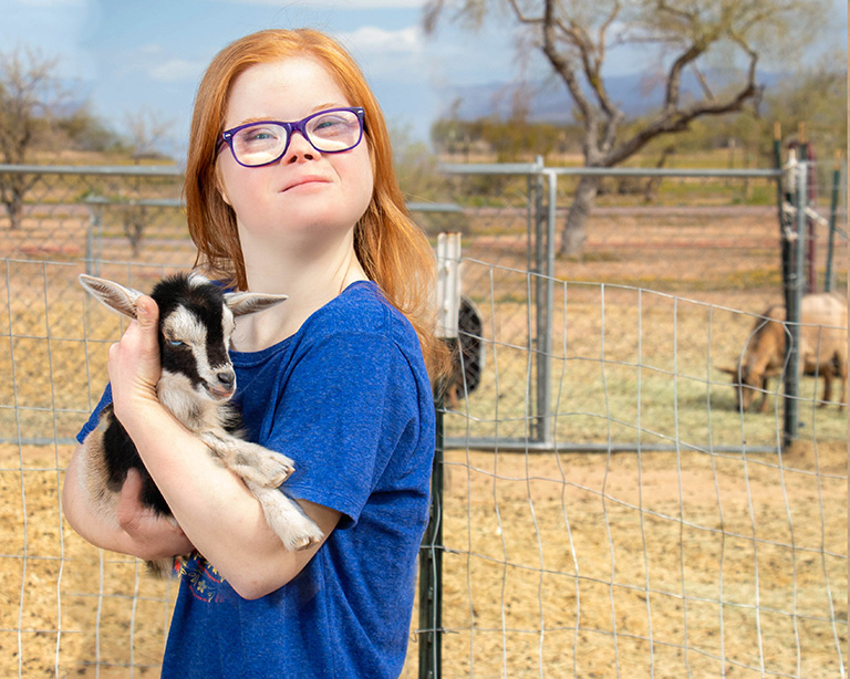 Christina with baby goat