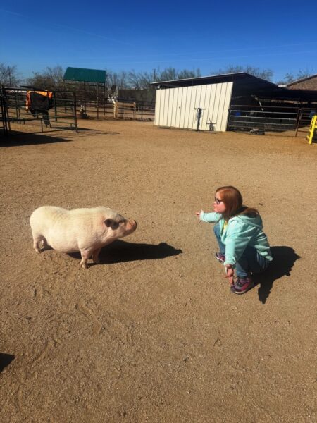 Christina with pig